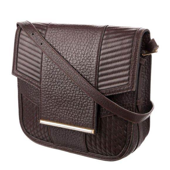 Reece Hudson Grained Brown Leather Shoulder Bag - Picture 3 of 6